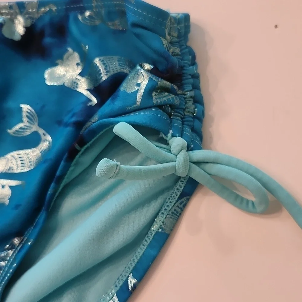 Justice Girls Blue Mermaid Print Two-Piece Swimsuit Bikini Size 10